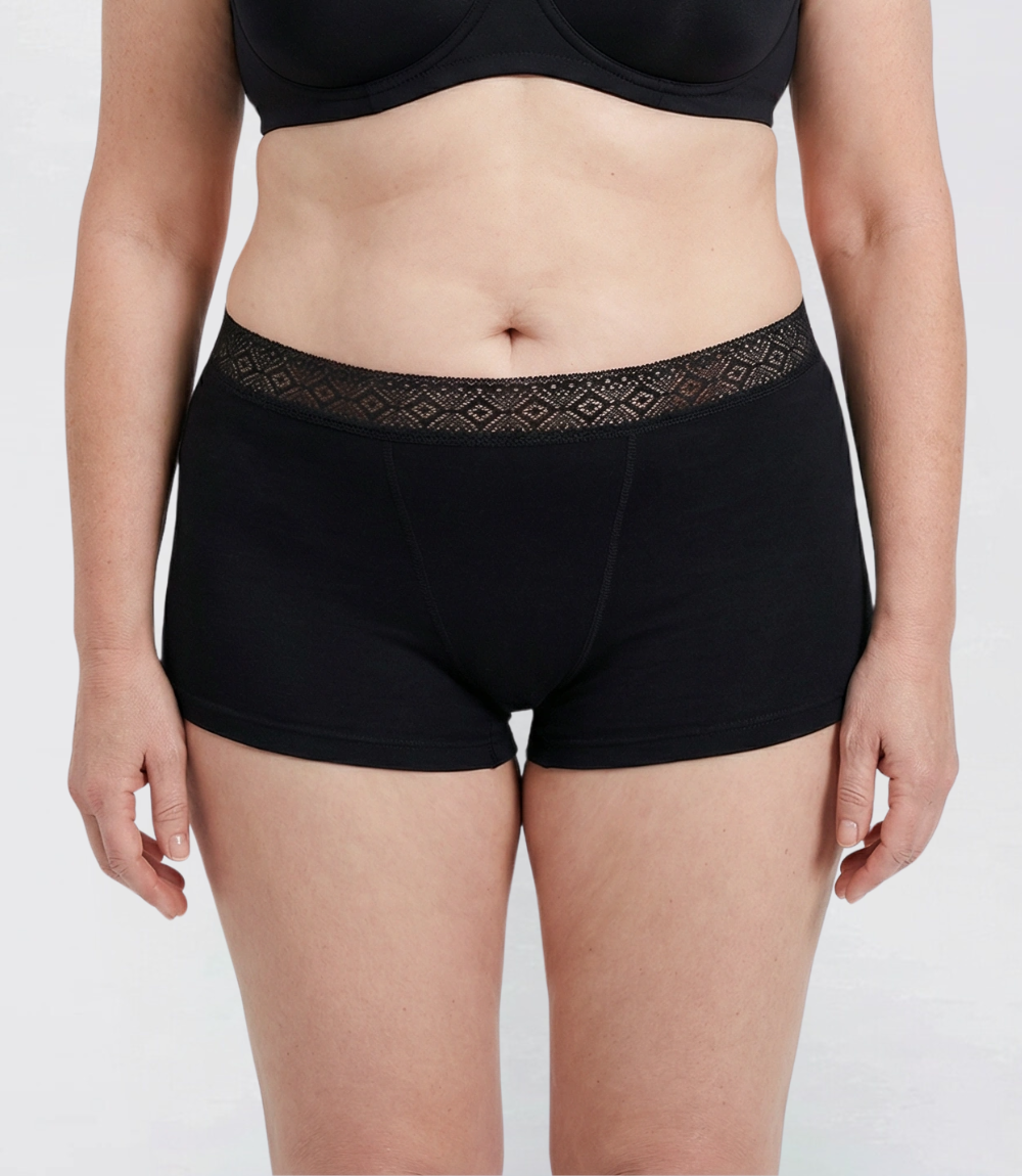 Boyshort met kant - Zwaar - 100% Lekvrij